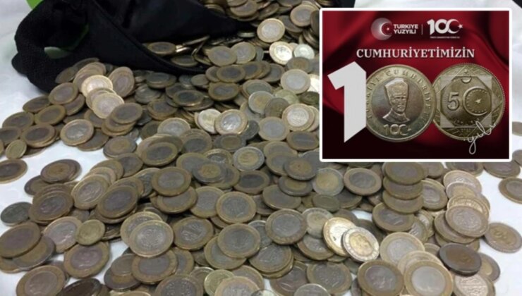 Cumhuriyet’in 100. yılına özel 5 TL’lik madeni para tedavüle girdi