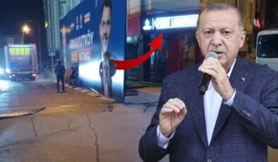 Cumhurbaşkanı Erdoğan’ın ilçedeki mitingi öncesi ‘Kent Lokantası’ dev afişle kapatıldı